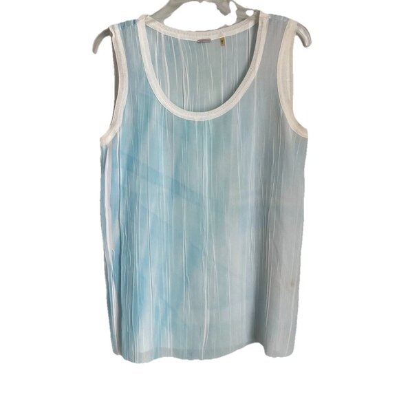 Elie Tahari Ellison Sleeveless Sheer Crinkle Blouse in Breeze - Picture 1 of 5